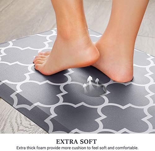 WISELIFE Kitchen Mat and Rugs Cushioned Anti-Fatigue,17.3"x 28",Non Slip Waterproof Ergonomic Comfort Mat for Kitchen, Floor Home, Office, Sink, Laundry, Grey (Pack of 3)