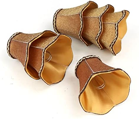 Fuloon Clip on Chandelier Lamp Shades, 3.14x5.51x4.72 in, Small Sconce Shades for Candelabra Bulbs, Rustic/European/French Country Style(6 Pack, Coffee)