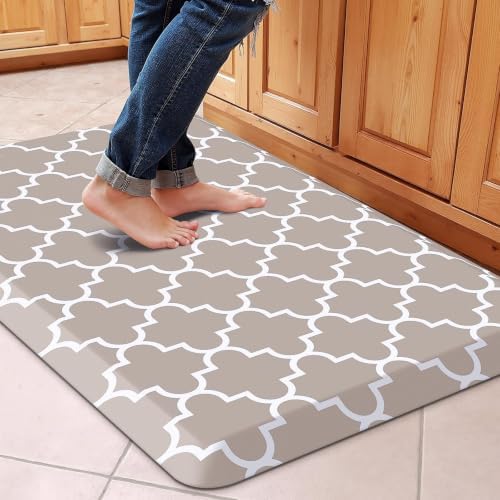 WISELIFE Anti Fatigue Mats for Kitchen Floor, 22" x 36", 4/5 Inch, Khaki