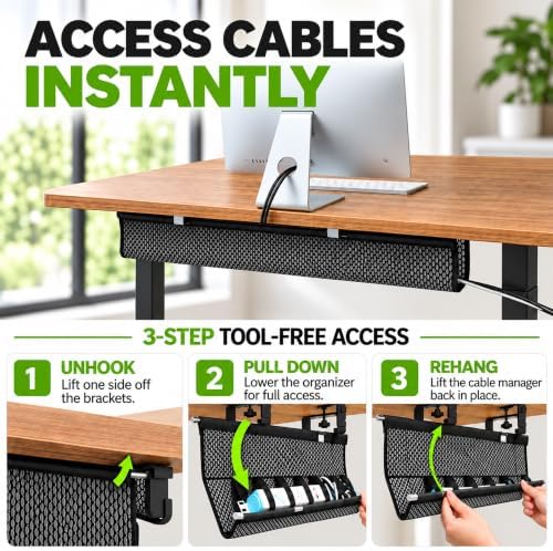 Mesh Cable Management Tray Under Desk Cord Organizer - 38"