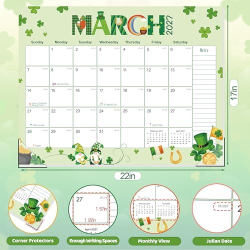 GuassLee Desk Calendar 2026-2027 Large 22" x 17" Desktop/Wall Monthly Calendar 19-Month School Year Planner Covers June 2026 to December 2027 with Julian Date&Notes for Easy Organizing