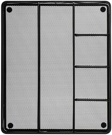 Annova Desk Top Organizer Tray for Office Organization - Metal Mesh - Storage Tray with Dividers for Pens, Desktop Accessories, Bathroom, Kitchen, Makeup and Office Supplies (Large, Black)