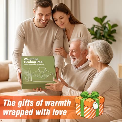 Shoulder Heating Pad for Neck and Shoulders and Back, Thanksgiving Gifts for Women, Birthday Gifts for Men Her, Weighted Heating Pad for Neck with 9 Heat Options 4 Auto-Off Timer, Grey