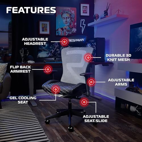 RESPAWN SPIRE Ergonomic Office Chair with Lumbar Support, Mesh, Flip Arms