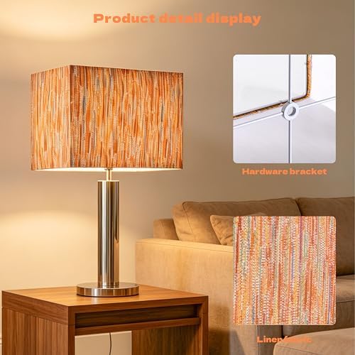 GO&SO Medium Rectangle Lamp Shades Set of 2,14"L×8"W×9"H Texture Multi-Red