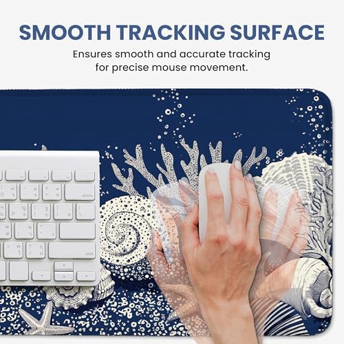 Aesthetic Desk Mat, Cute Coral Silence Desk Pad Protector for Work & Decor, 31.5" x 11.8", Pretty Non-Slip Extended Mouse Pad for Office or Home
