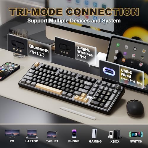 YUNZII B98 PRO 96% Wireless Mechanical Keyboard (Black, Milk Switch)