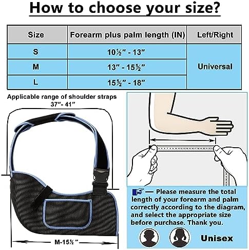 VISKONDA Arm Sling Shoulder Immobilizer - Rotator Cuff Support Brace - Comfortable Medical Sling for Shoulder Injury,Left and Right Arm,Men and Women,for Broken,Dislocated,Fracture,Strain (Black,Medium)