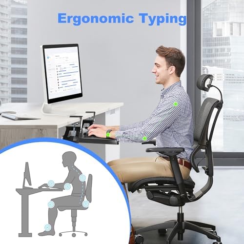 XINLEI Keyboard Tray Under Desk Large C-Clamp 25.6” (30” Including Clamps) x 11.8” Slide-Out Platform Computer Drawer Pull Out Keyboard & Mouse Tray Black DSF4