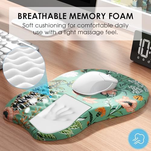 MROCO Ergonomic Mouse Pad with Wrist Support, 11.8x7.8 in, Garden Whispers