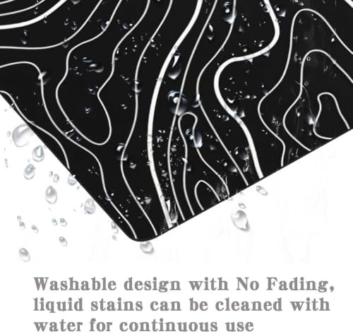 Mouse Pad Black with White Topographic Line, Gaming Mousepad Mouse Pads for Desk Keyboard with Anti-Slip Rubber Base, Keyboard Pad Mouse Mat for Home and Office