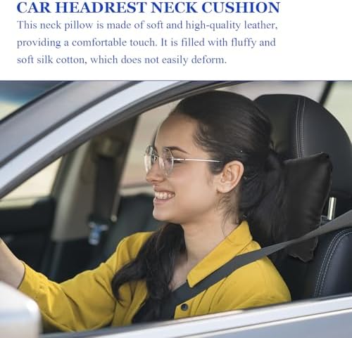 wuyaoyao 2PCS Car Neck Pillow, Soft Breathable Headrest Pillow for Cars, Comfortable Auto Seat Neck Support Pillows, Vehicle Head Rest Cushion for Driving Fatigue Relief, Car Accessories (Black+Red)