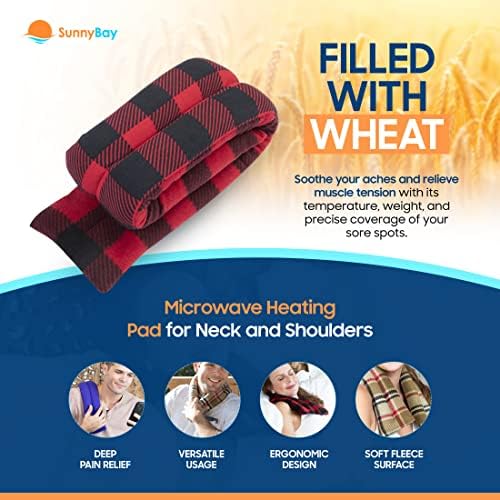 SunnyBay Microwavable Heating Pad, Neck and Shoulder Wrap, 26 inch, Buffalo