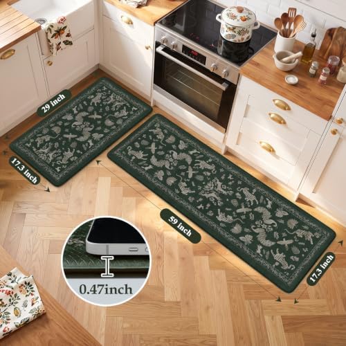 LEEVAN Anti Fatigue Kitchen Mats for Floor, Cushioned Kitchen Mat Set 2PCS