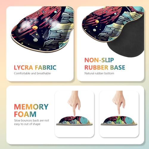 AIMSA Desk Mat Set, Mouse Pad with Wrist Rest +Keyboard Wrist Rest +Large Mouse Mat +Coaster, 4in1 Extended Gaming Mousepad Set for Home Office, Planet Astronaut