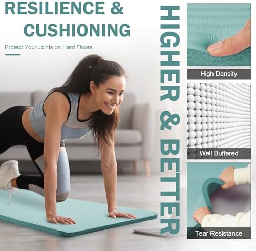Fitvids 1 Inch Thick Yoga Mat 71x24 Inch - Non Slip Workout Mat with Carry Strap, Multiple Colors - Versatile Exercise Mat for Home, Gym, Pilates, Meditation - For All Skill Levels