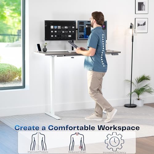 VIVO Dark Gray 60 x 24 in Standing Desk, DESK-KIT-1W6G