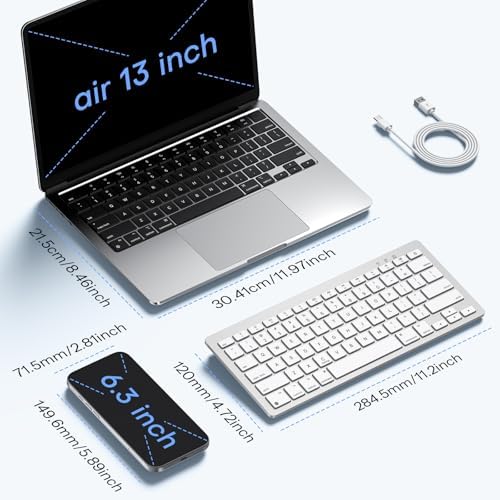OMOTON Wireless Keyboard for Mac, USB-C Rechargeable, Bluetooth ONLY