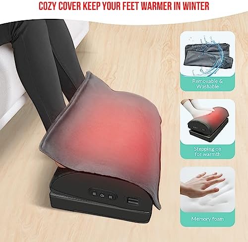 Snailax Heated Footrest Under Desk, Adjustable Foot Rest with Vibration