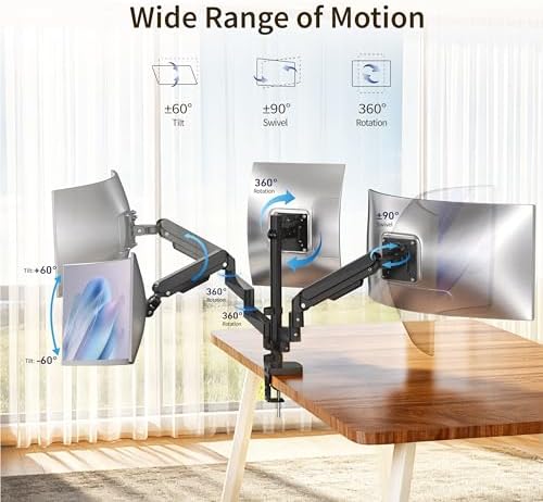 Triple Monitor Mount for 13-32" Screens, Monitor Stand with Long Arm