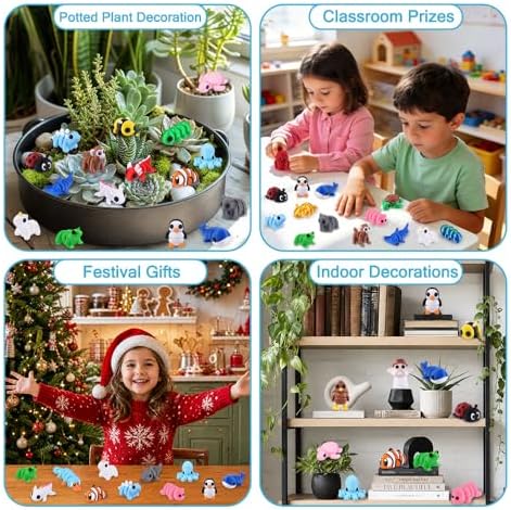 JOICEE 108Pcs Mini 3D Printed Animals Articulated Flexible Fidget Toys