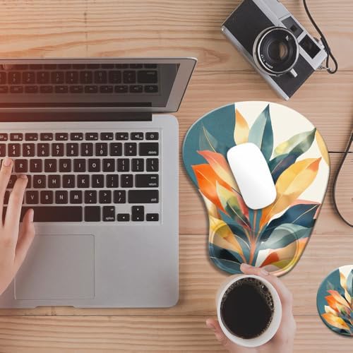 Ergonomic Mouse Pad with Wrist Rest,Comfortable Computer Gel Mouse Pad Wrist Support for Laptop,Pain Relief Mousepad with Non-Slip PU Base Aesthetic Design