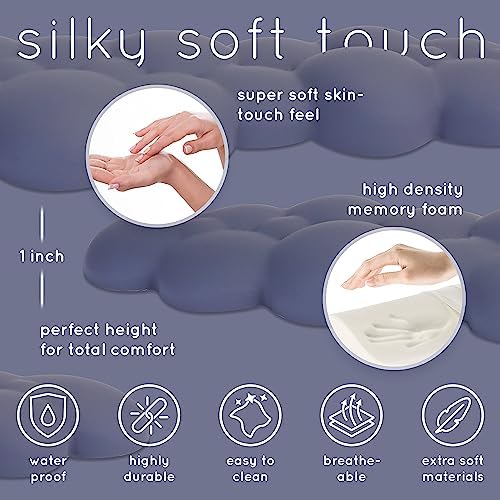 Cloud Keyboard Wrist Rest – Create-ables Qloud Cloud Wrist Rest for Computer Keyboard and Mouse, Ergonomic Memory Foam Wrist Pad with Non-Slip Base, Includes Cloud Mouse Pad – Slate Blue