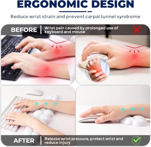 Gel Cloud Wrist Rest - Cloud Mouse Wrist Rest Pad Mouse Support for Office Gaming Pad Computer Laptop Ergonomic Comfortable Pain Relief