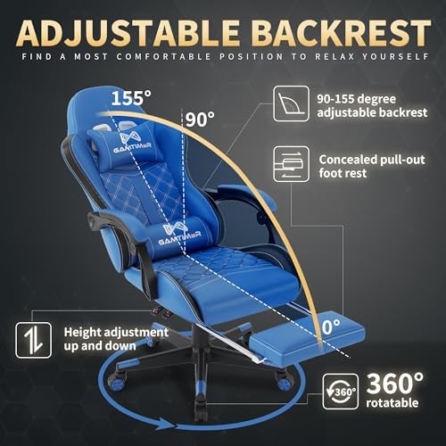 Gamtimer Gaming Chair, 400 LB Weight Capacity,with Pocket Spring Cushion