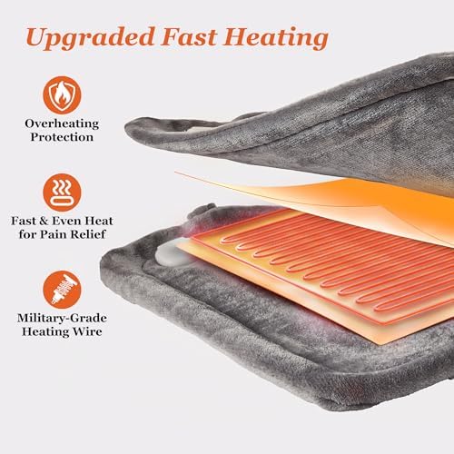 WUGE Comfort Gifts for Women Men, Heating Pad for Neck Shoulder and Back, Birthday Gift for Women Men, Large Weighted Heat Pad, ETL Certified, Gray