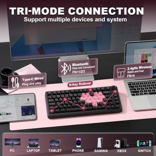 YUNZII B75 PRO 75% Wireless Mechanical Keyboard (Black Heart, MilkV2)
