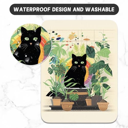 Small Mouse Pad, Mini Mouse Pad 6 x 8 Inch, Thick Rubber Waterproof Mouse Mat, Cute Mousepad for Women Men Wireless Mouse Laptops Home Office, Cat on Flowerpot