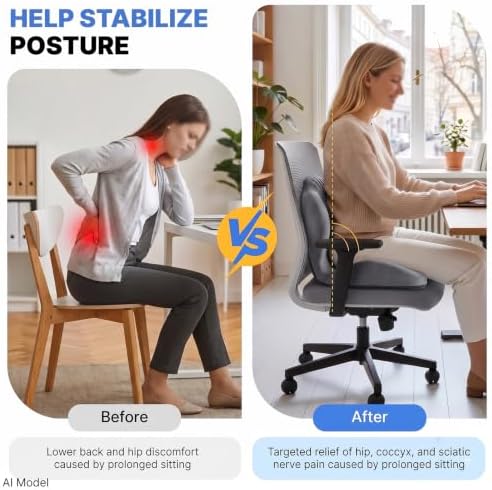 Ergonomic Memory Foam Seat Cushion with Back Support