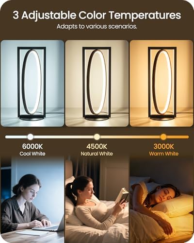 Modern LED Table Lamp, Dimmable Minimalist Bedside Lamp, 3 Color Temperatures, Angle Adjustable, Cute Desk Lamp, Nightstand Lamp for Living Room, Bedroom, Office, Black and Walnut K62TL05