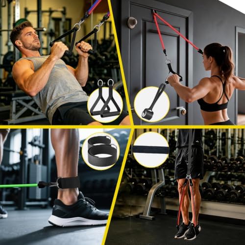 WHATAFIT Resistance Bands with Handles, 150 lb Exercise Bands Set