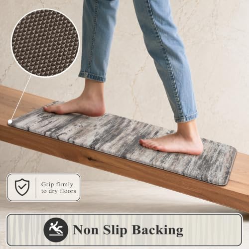 KIMODE Anti Fatigue Kitchen Mats for Floor, Abstract Farmhouse Kitchen Rugs