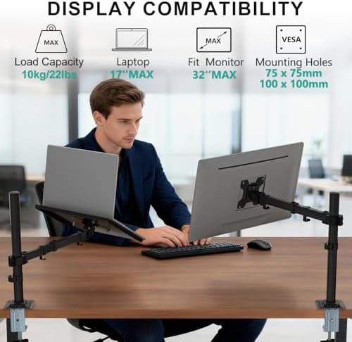 WALI Adjustable Laptop Desk Mount for 17 inch Notebook or 32 inch Screen