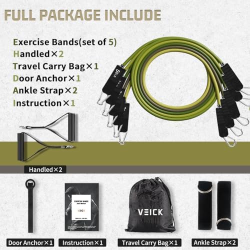 VEICK Resistance Bands with Handles, Exercise Tube Bands Set for Workouts