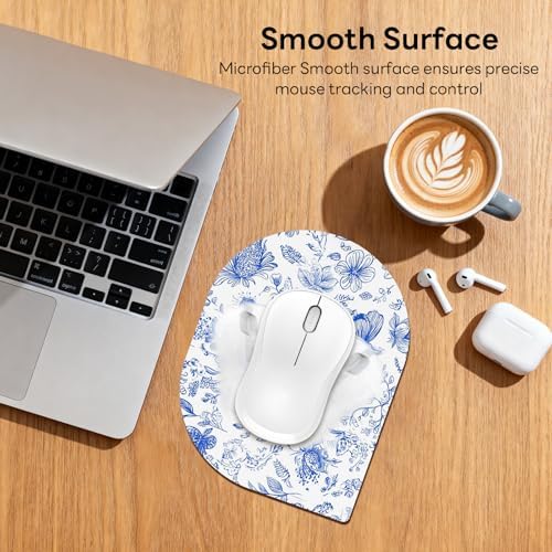 Contoured Oval Mouse Pad 6x8in Non-Slip for Laptop,Plants