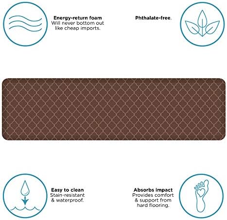 NewLife by GelPro Anti-Fatigue Designer Comfort Kitchen Floor Mat, 20x72" , Trellis Walnut Stain Resistant Surface with 3/4” Thick Ergo-foam Core for Health and Wellness
