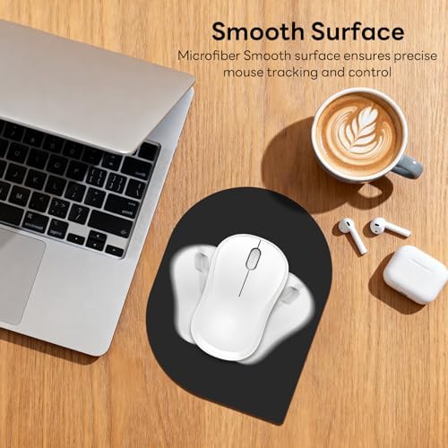 Contoured Oval Mouse Pad 6x8in Non-Slip for Laptop,Black