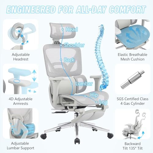 Ergonomic Office Chair with Footrest and Lumbar Support