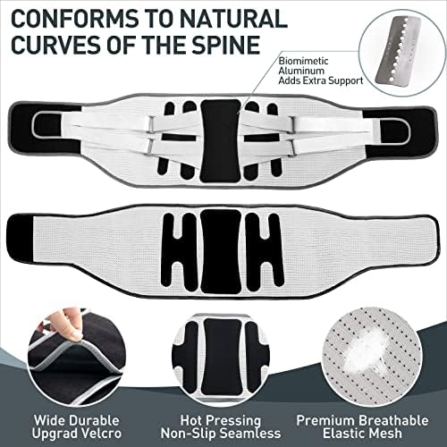 Back Brace for Lower Back Pain - Lumbar Support with Bionic Support System, Adjustable Belt for Men Women, Relieves Sciatica, Herniated Disc, Scoliosis, Posture Correction for Workout, Daily Use, Heavy Lifting(Black,XX-Large)
