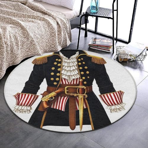 Women's Large Home Decor Mat, Soft Round Yoga Carpet, Non Slip Machine Washable Home Office Circle Rug Pirate Costume