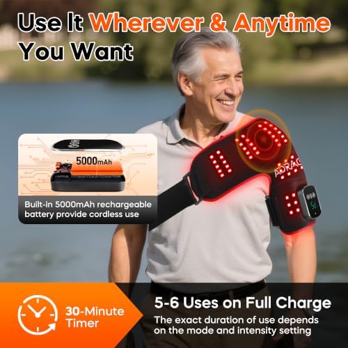 Cordless Red Light Therapy for Shoulder with Heat & Massage, FSA&HSA, Black