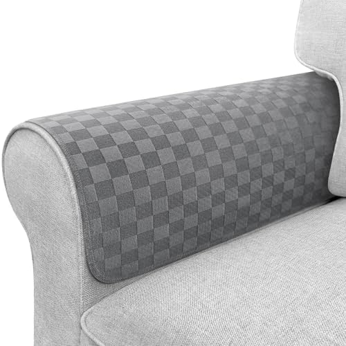 Couch Arm Covers, Sofa Arm Covers, Waterproof Armrest Cover for Sofa, Loveseat, Armchair, Anti-Slip Recliner Arm Cover, Headrest Cover, Arm Chair Covers Set of 2 (Dark Gray, 24"×24")
