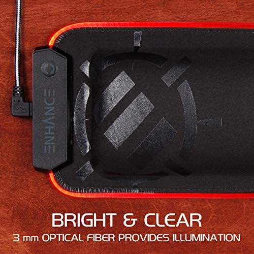 Enhance LED Wrist Rest with Soft Memory Foam Support for Full Size Keyboards - Wrist Rest Pad with 7 Illuminated Colors, 3 Color Modes, Smart Control, Non-Slip Base - Thick 1" Padding