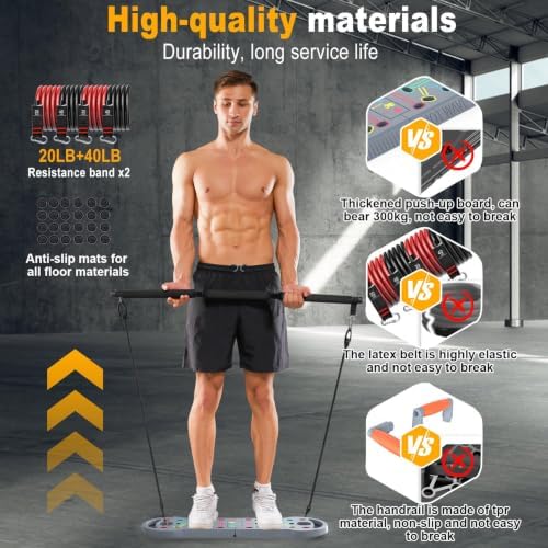 HOTWAVE Push Up Board, Portable PushUp Board, Foldable 20 in 1 Push Up Bar