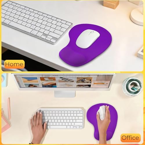 Mouse Pad with Wrist Support, 2-Pack Ergonomic Mousepad with Wrist Rest, Gaming Mouse Pad with Non-Slip PU Base, Relieve Pain Relief, for Home Office Computer Laptop, Purple