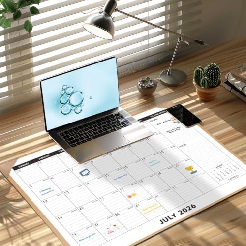 KOPEESY Desk Calendar 2026-2027 with Protective Mat 22" x 17"